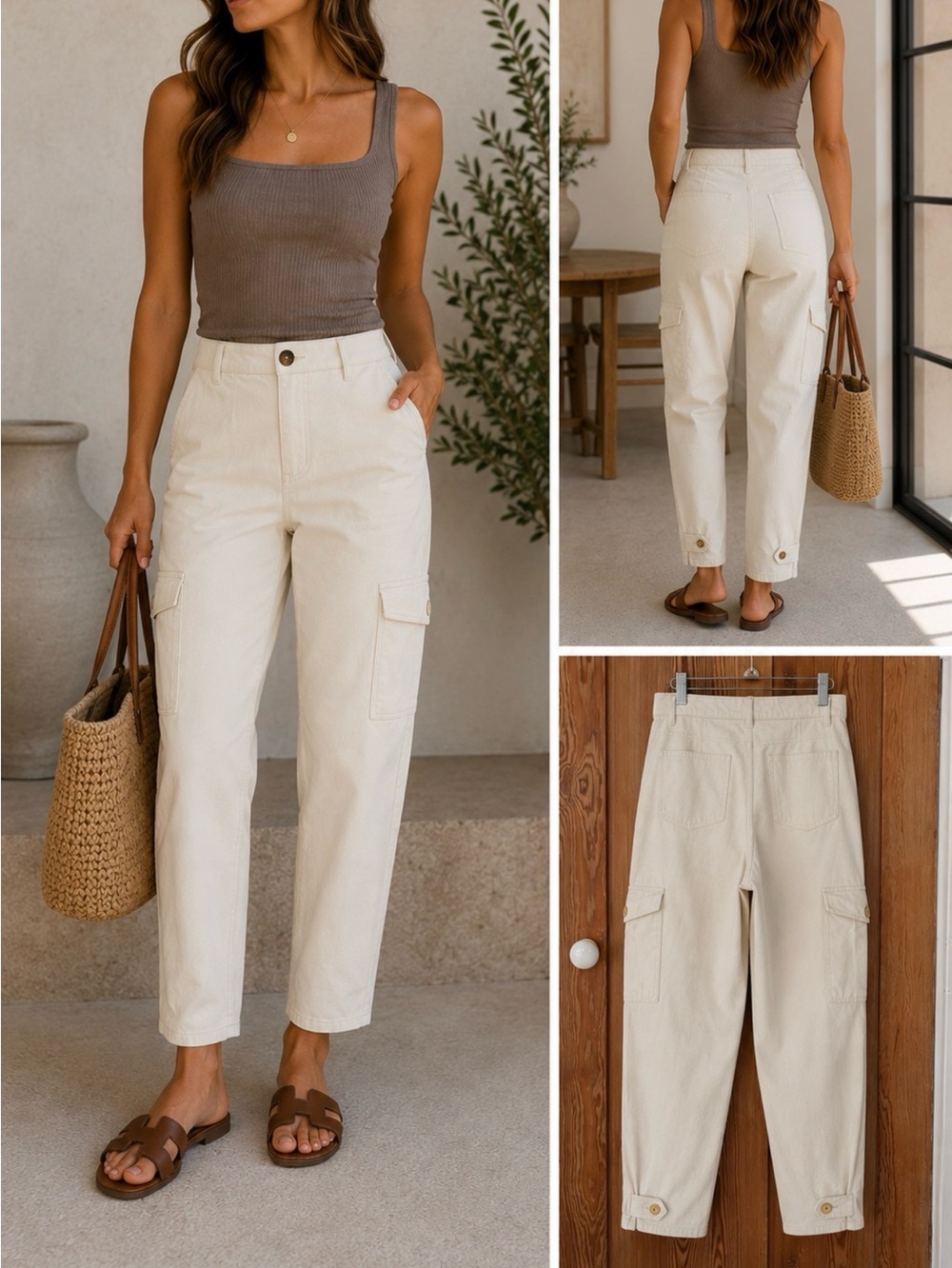 Wilfred Free Modern Cream Utility Cargo Pants Tab Hem Size 4🧡🎀